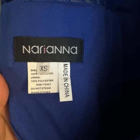 Beaded bright blue short cocktail dress, size X-Small - Picture 4 of 6